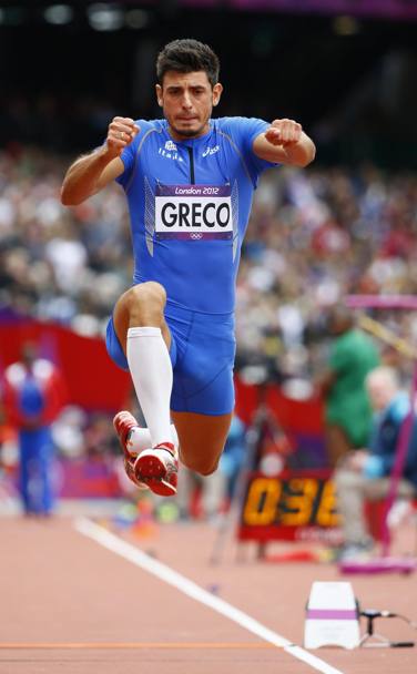 Olimpiade Londra 2012, Daniele Greco compete nella gara del triplo salto. (EPA)